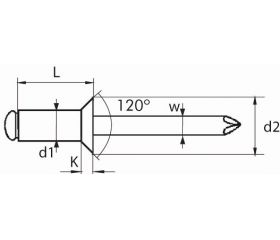 REMACHE ESTÁNDAR BRALO ALUMINIO / ACERO CABEZA AVELLANADA